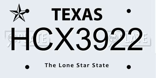HCX3922 Texas License Plate
