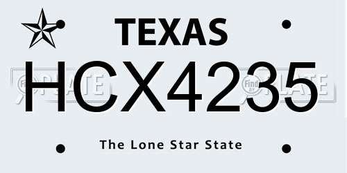 HCX4235 Texas License Plate