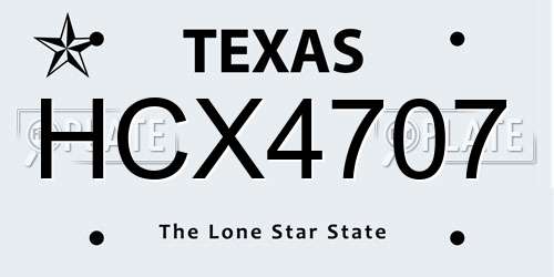 HCX4707 Texas License Plate