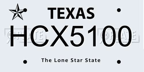 HCX5100 Texas License Plate
