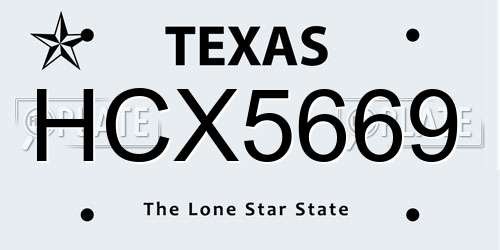 HCX5669 Texas License Plate
