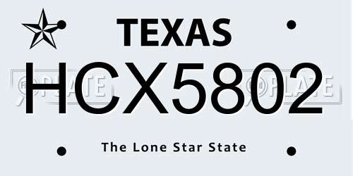 HCX5802 Texas License Plate