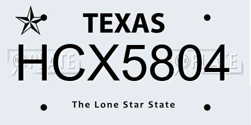 HCX5804 Texas License Plate