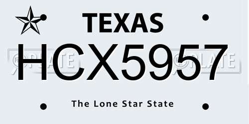 HCX5957 Texas License Plate