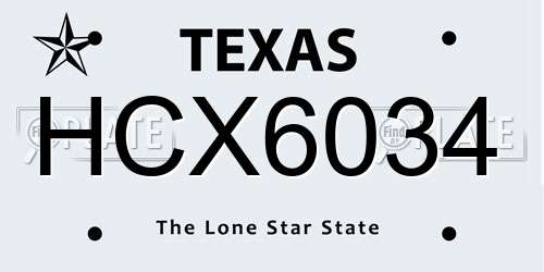 HCX6034 Texas License Plate