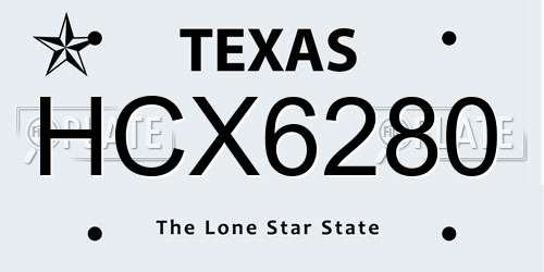 HCX6280 Texas License Plate