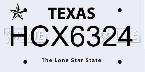 HCX6324 Texas License Plate