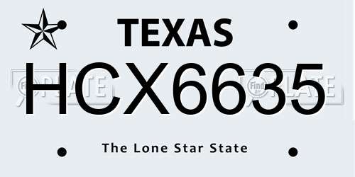 HCX6635 Texas License Plate