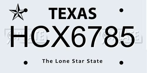 HCX6785 Texas License Plate