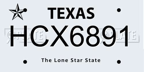 HCX6891 Texas License Plate