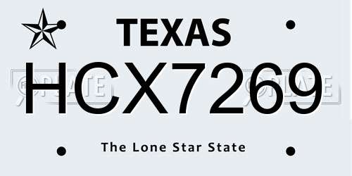 HCX7269 Texas License Plate