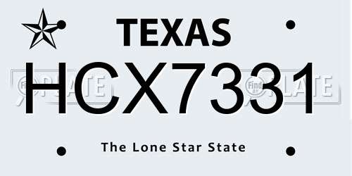 HCX7331 Texas License Plate