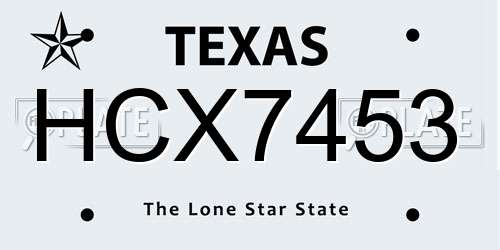 HCX7453 Texas License Plate