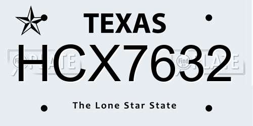 HCX7632 Texas License Plate
