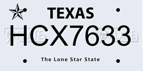 HCX7633 Texas License Plate