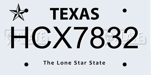 HCX7832 Texas License Plate