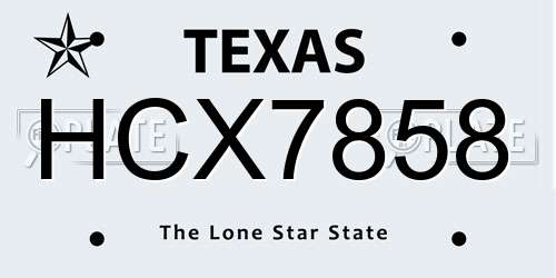 HCX7858 Texas License Plate
