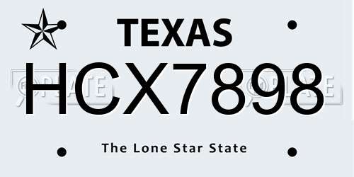 HCX7898 Texas License Plate