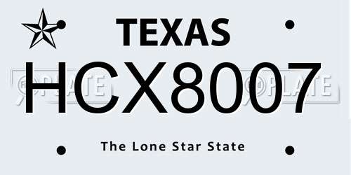 HCX8007 Texas License Plate