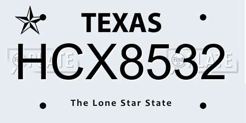 HCX8532 Texas License Plate