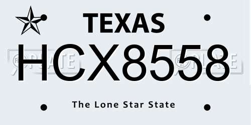 HCX8558 Texas License Plate