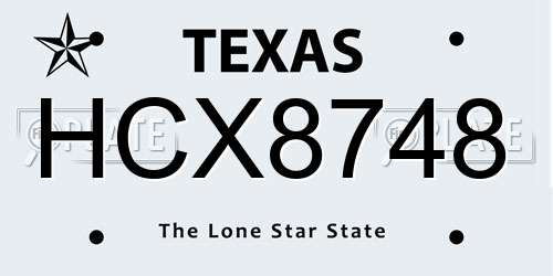 HCX8748 Texas License Plate