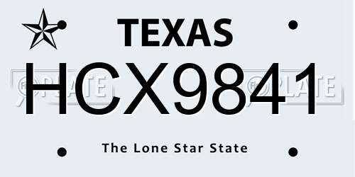 HCX9841 Texas License Plate