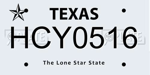 HCY0516 Texas License Plate
