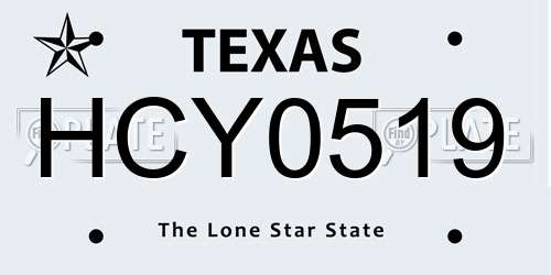 HCY0519 Texas License Plate