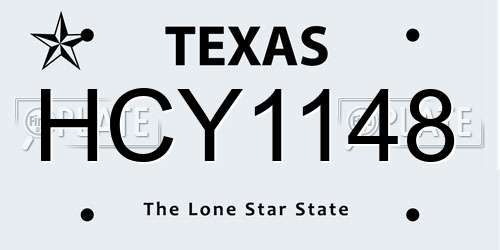 HCY1148 Texas License Plate
