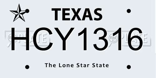 HCY1316 Texas License Plate