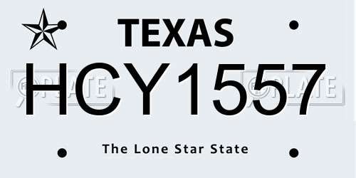 HCY1557 Texas License Plate