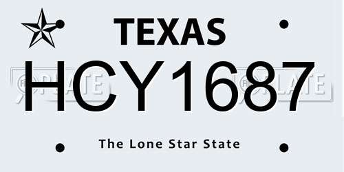 HCY1687 Texas License Plate