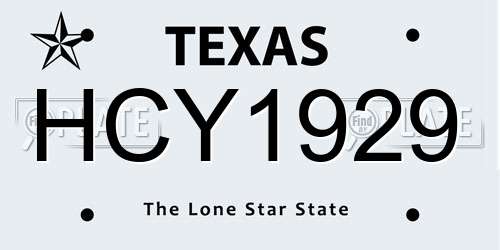 HCY1929 Texas License Plate