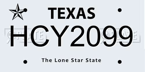 HCY2099 Texas License Plate