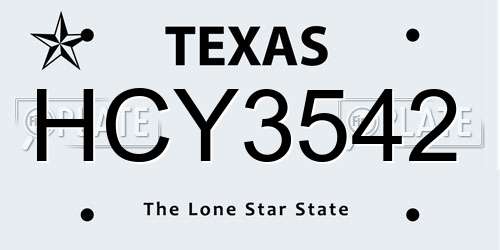 HCY3542 Texas License Plate