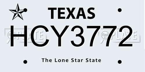 HCY3772 Texas License Plate