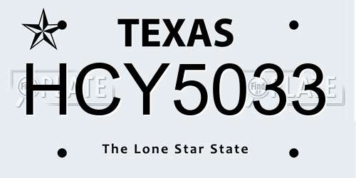 HCY5033 Texas License Plate