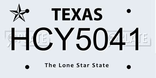 HCY5041 Texas License Plate