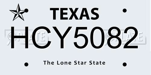 HCY5082 Texas License Plate