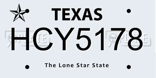 HCY5178 Texas License Plate