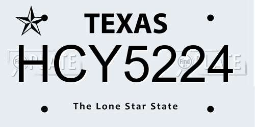 HCY5224 Texas License Plate