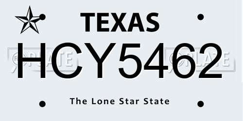 HCY5462 Texas License Plate
