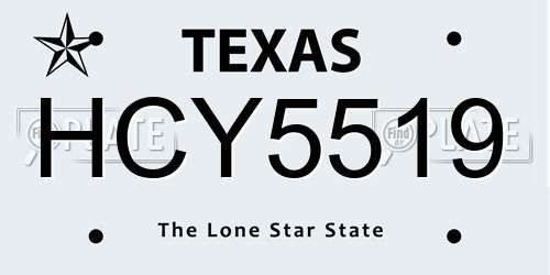 HCY5519 Texas License Plate