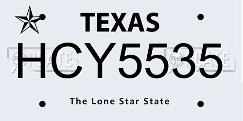HCY5535 Texas License Plate