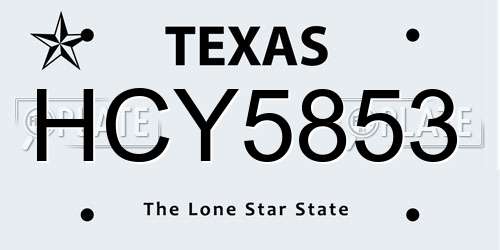 HCY5853 Texas License Plate