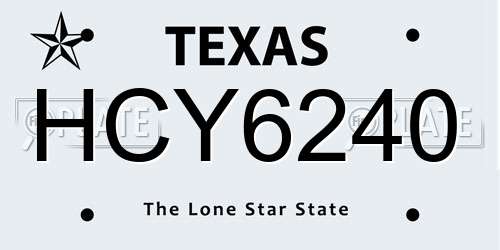 HCY6240 Texas License Plate