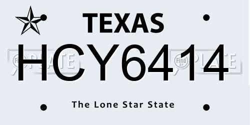 HCY6414 Texas License Plate