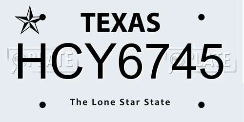 HCY6745 Texas License Plate