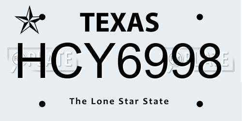 HCY6998 Texas License Plate